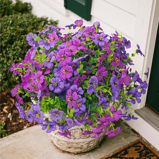 Realistic Silk Daisy Faux Flowers for Outdoor Indoor Decorations - 12 Bundles UV Resistant Artificial Flowers Outside for Hanging Basket Planter Window Box, Fake Plants for Home Porch Garden Décor