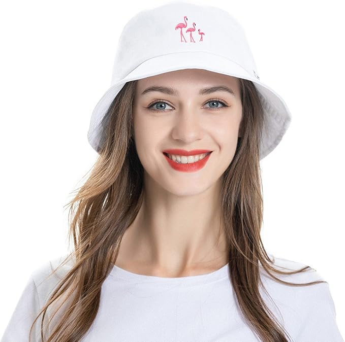 ZLYC Unisex Fashion Embroidered Bucket Hat Summer Fisherman Cap for Men Women
