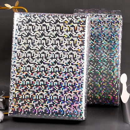 RUSPEPA Silver Dots Colorful Metallic Wrapping Paper-81.5 Sq Ft-Solid Color Paper Perfect for Party, Wedding, Birthday, Christmas, Baby Show -30Inch X 32.8Feet