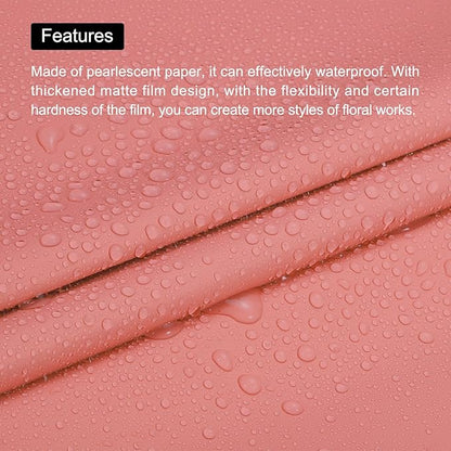 MECCANIXITY Pearlescent Film Flower Wrapping Paper 22.8x22.8 Inch Waterproof for DIY Crafts, Gift/Gift Box Packaging Watermelon Red Pack of 10