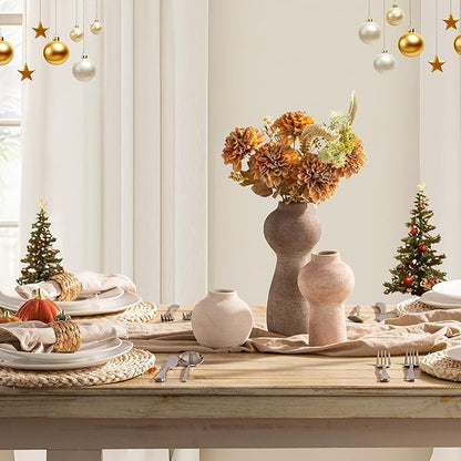 Ceramic Vase Home Table Decor - Flower Vase Set of 3 Living Room Kitchen Decorations Farmhouse Modern Rustic Vases Decorative Centerpiece for Shelf Bedroom Office Bathroom Dining Coffee Desk