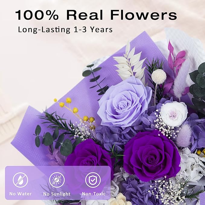 Vrioca Flowers for Delivery, Preserved Flowers Bouquets, Birthday Gifts for Women Mom