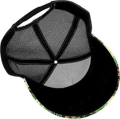 Tropical Pink Flowers Hats Women Men Hawaii Trucker Hat Adjustable Snapback Mesh Baseball Cap Hat