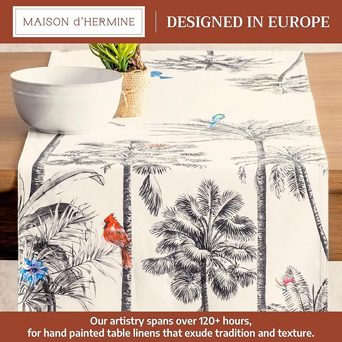 Maison d' Hermine Table Runner 100% Cotton Double Layer Table Runners 72 inches Long for Thanksgiving Christmas Decorations Home Kitchen Dining Party Wedding (Amazonia, 14.5" x 72")