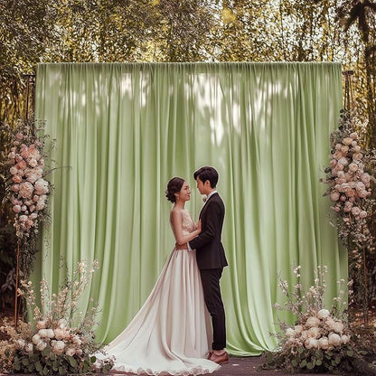 10x10ft Wrinkle Free Sage Green Backdrop Curtain for Parties Soft Fabric Drapes Wedding Curtain Backdrop for Birthday Party Decorations Background for Photography 5x10ft, 2 Panels