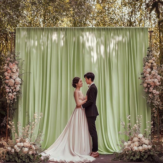 20x10ft Wrinkle Free Sage Green Backdrop Curtain for Parties Soft Fabric Drapes Wedding Curtain Backdrop for Birthday Party Decorations Background for Photography 5x10ft, 4 Panels