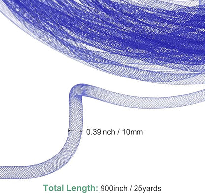 Mesh Tube Ribbon 25 Yards, 10mm Elastic Fabric Ribbons Mesh Tubing for Crafts/Gift Wrapping/Flower Bouquets/Wedding/Birthday/Holiday/Wreaths Christmas/Decoration[Dark Blue]