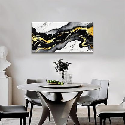 Black And Gold Abstract Wall Art Small Size Home Wall Decoration Modern Minimalist Abstract Wall Decor Canvas Art Wall Decor Marble Texture Painting Pictures For Bedroom Office Artwork 20"X40"
