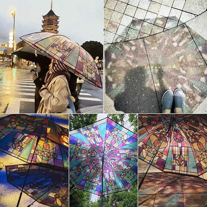 transparent vintage parasol umbrella, cute automatic folding umbrella totes umbrellas automatic open and close collapsible rain for women, compact eezy unique aesthetic for girl