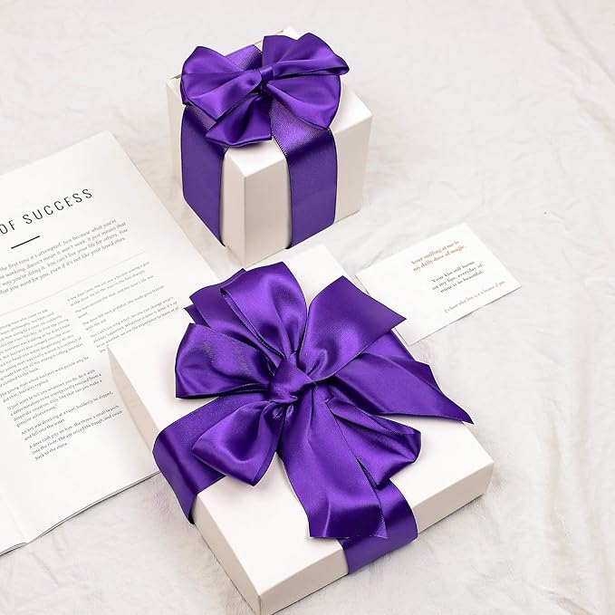 Purple Satin Ribbon, 2" x 25Yd, Perfect for Gift Wrapping, Crafts, Wedding Decor