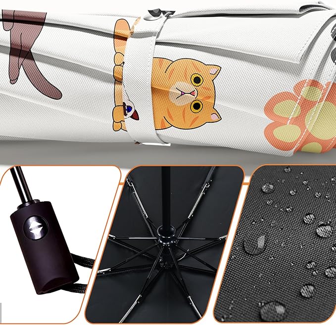 Small Compact Travel Automatic Folding Umbrella for Women, Portable Lightweight, Rain, Wind, UV Sun Shade