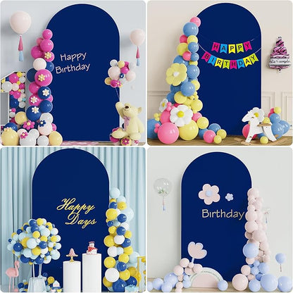 Wokceer 7.2FT Spandex Fitted Wedding Arch Stand Cover Round Top Chiara Arch Backdrop for Birthday Party Ceremony Banquet Decoration Royal Blue