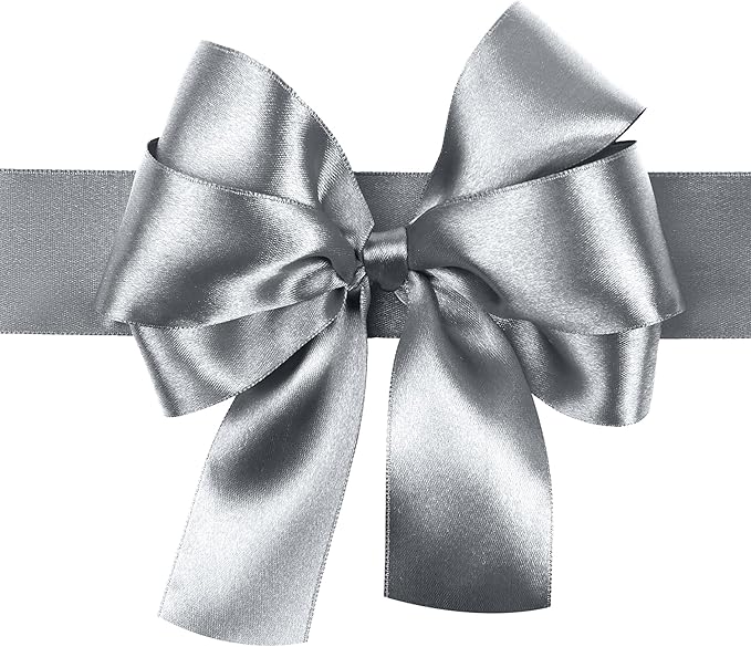LIUYAXI Silver Stain Ribbon, 2" X Continuous 50 Yards, Double Faced Fabric Ribbon Use for Bows Bouquet,Christmas Gift Wrapping,Floral Arrangement