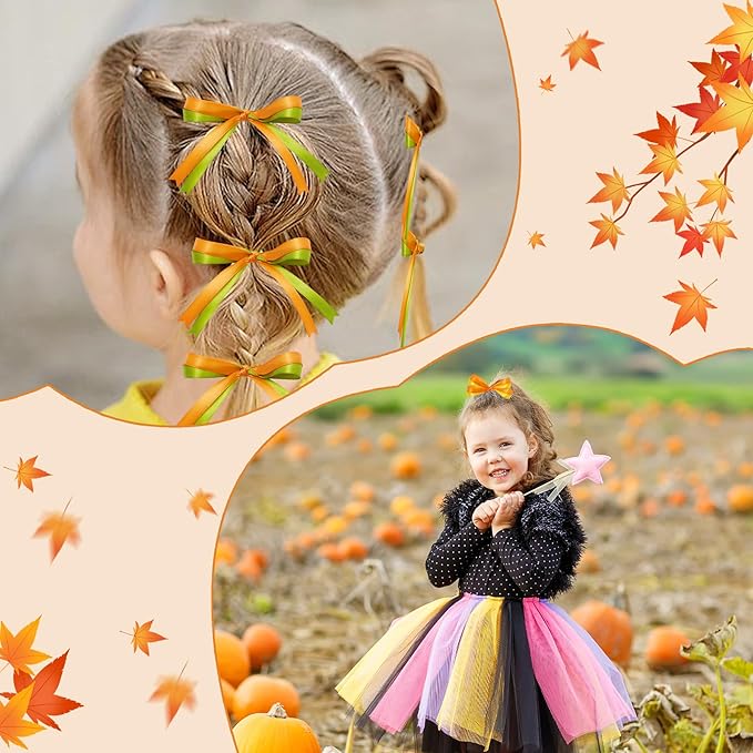 6 Rolls 150 Yards Thanksgiving Fall Ribbons Harvest Ribbons for Craft Wrapping Pumpkin Maple Leaf Autumn Grosgrain Ribbon for Wreath Bows Decoration 3/8 Inch(Maple)