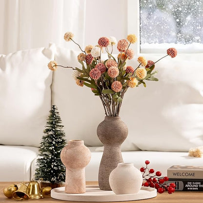 Ceramic Vase Home Table Decor - Flower Vase Set of 3 Living Room Kitchen Decorations Farmhouse Modern Rustic Vases Decorative Centerpiece for Shelf Bedroom Office Bathroom Dining Coffee Desk