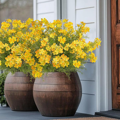 Spring Decorations for Home Fake Flowers Hydrangea Artificial Plants Indoor Mantle Decor Plastic Flowers Artificial Plants Outdoor Garden Decor Hanging Plants 6pcs Yellow Flowers