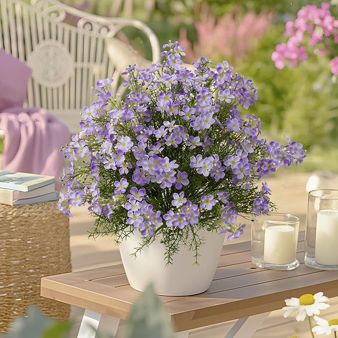 Spring Decorations for Home Fake Flowers Hydrangea Artificial Plants Indoor Mantle Decor Plastic Flowers Artificial Plants Outdoor Garden Decor Hanging Plants 6pcs（Purple） Flowers