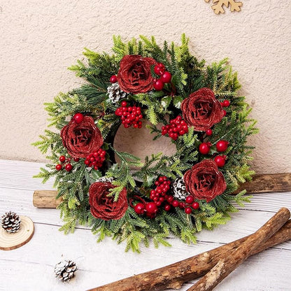 Artificial Roses, 30PCS Red Glitter Silk Roses for Wedding Bouquet, Party, Christmas, Home Decor