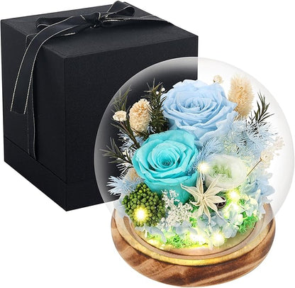Preserved Flowers Bouquets Unique Rose Preserved Flower Gifts in Glass Dome for Women,Wife, Grandma Suitable for Birthday, Mother’s Day, Valentine’s Day, Anniversary, Christmas