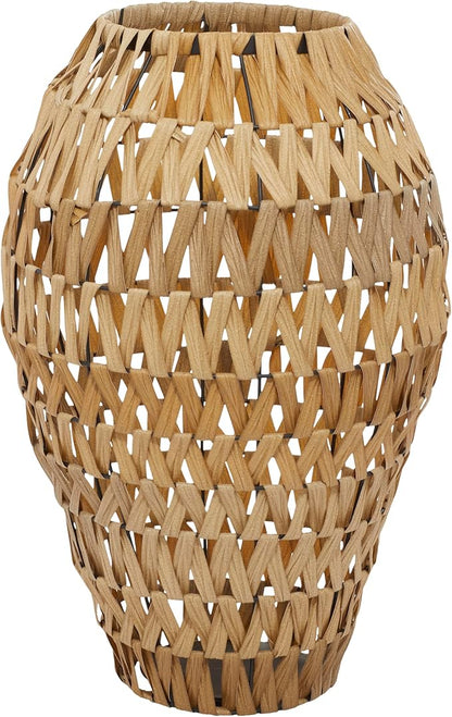 Deco 79 Plastic Rattan Handmade Decorative Vase Woven Centerpiece Vase, Vase for Home Decoration 15" x 15" x 22", Brown
