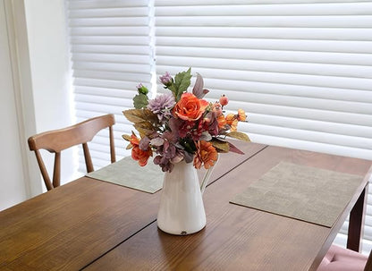 Set of 2 Fall Themed Artificial Flowers Bouquets for Fall Decor, Life-Like Autumn Colored Faux Peonies Dahlias Daises Berries Bouquets for Vase, Fall Floral Arrangement for Home Table Centerpiece