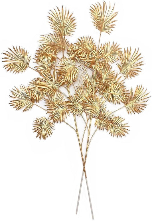 PASYOU Artificial Plants for Christmas Decor, Gold Plastic Grass Fake Shrubs Leaves Indoor Outdoor Home Garden Party Hotel Verandah Wedding Event Faux DIY Decoration - 30 Inch Golden 2 Bunches