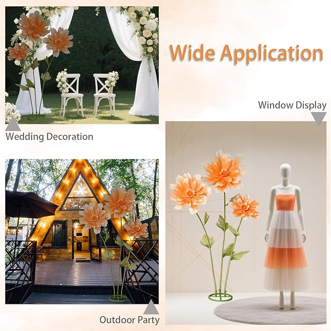 5.6 Ft Giant Daisy Flowers for Decoration,Big Artificial Fake Daisy,Large Crepe Paper Flowers for Home Decor Garden,Hotel,Office,Photography Props,Wedding,Art Gallery,Shop Window Display(Orange)