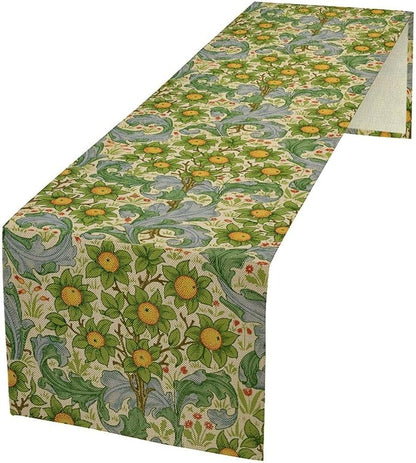William Morris Original Design Green Table Runner Vintage Floral Table Runner for Dining Table Decor 13 x 70 Inch
