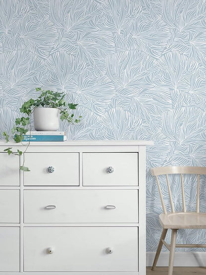 Heroad Boho Peel and Stick Wallpaper Blue Floral Contact Paper Modern Removable Self-Adhesive Wallpaper for Bedroom Living Room Cabinets Decoration Thicken Vinyl Roll Renter Friendly 17.3" x 98"