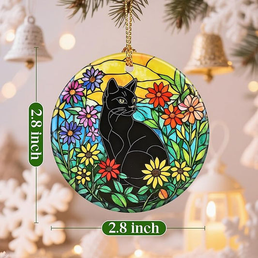Christmas Ornaments: Christmas Tree Decorations, Black Cat Holiday Decor, Stocking Stuffers, Gift Ideas, Xmas Gifts & Gifts for Cat Lover