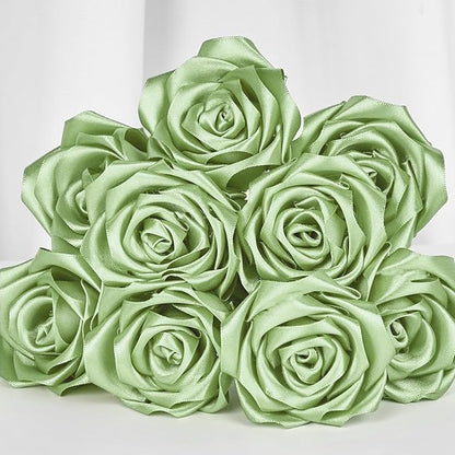 1-1/2 Inch Wide Sage Green Satin Ribbon, 50 Yards Solid Polyester Fabric Ribbon for Roses Making, Gift Wrapping, Christmas, Wedding Decorations, Crafts, Bows