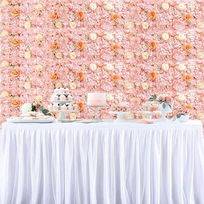 FOTSHARER Pink Artificial Flower Wall 15''x15'' Floral Wall Panels 12 PCS Wedding Flower Panels for Backdrop Floral Wall Set for Parties