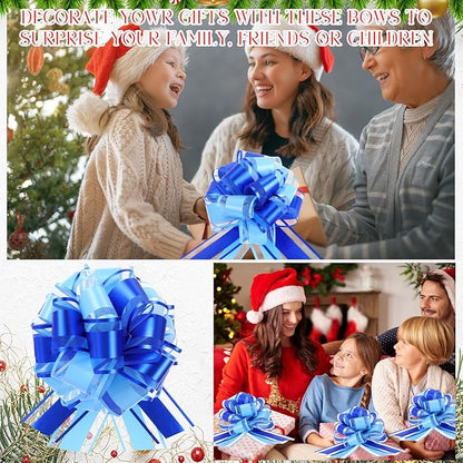 WILLBOND 20 Pieces 6 Inch Pull Bows Gift Wrapping Ribbon Pull Bows for Christmas Wedding Baskets Valentine Multicolor Wrap Accessory for Gift Present Holiday Decor(Blue Mixed Light Blue)