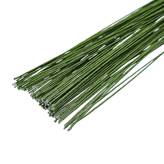 CCINEE 18 Gauge Dark Green Floral Paper Wrapped Wire 16 inch, 100/Package