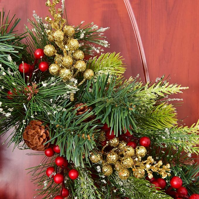 DearHouse 14 Pack Christmas Glitter Berries Stems, 7.8Inch Artificial Christmas Picks for Christmas Tree Ornaments, DIY Xmas Wreath, Crafts, Holiday and Home Decor (Gold)