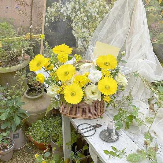 IPOPU Daisy Flowers Artificial,20PCS Yellow Gerbera Daisy Artificial Flowers Fake Daisies for Wedding Party Office Home Decorations(Yellow)