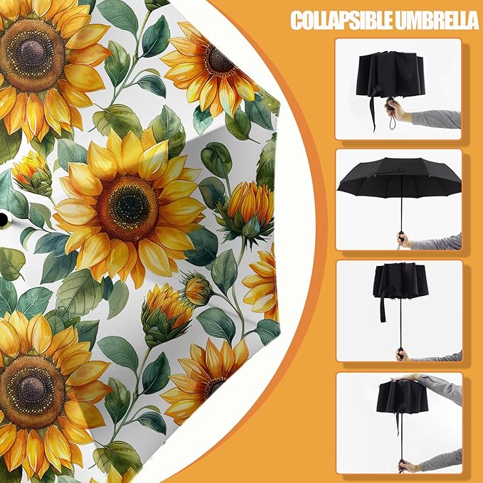 Small Compact Travel Automatic Folding Umbrella for Women, Portable Lightweight, Rain, Wind, UV Sun Shade