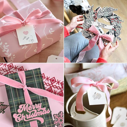Pink Velvet Ribbon - 5/8 Inch x 10 Yards for Gift Wrapping, Crafts, Christmas Decor, Bow Making, Vintage Fabric