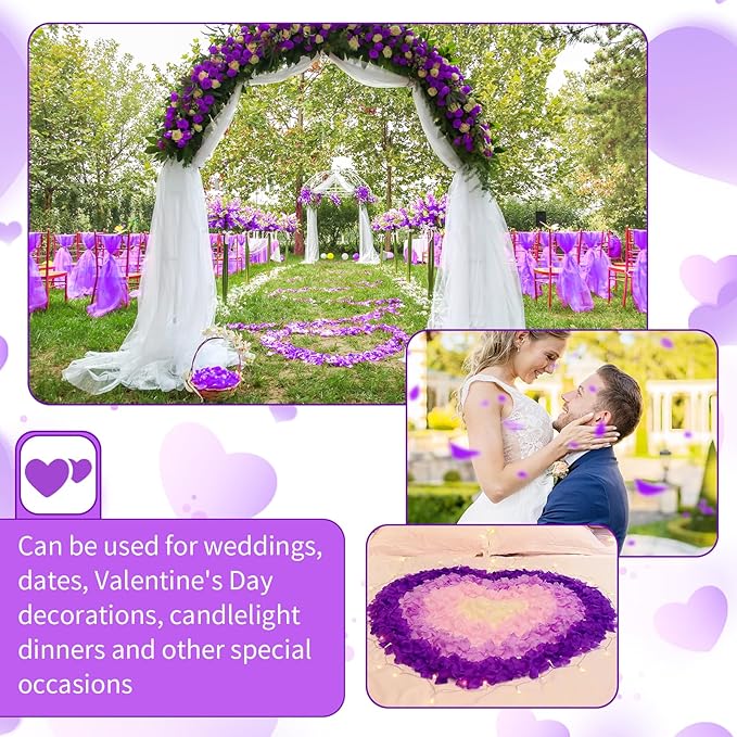 3300 PCS Artificial Fake Rose Petals,Flower Petals,Romantic Nightfor Her/Him Set,Wedding, Engagement, Party, in Bulk Flower Decorations（Purple）