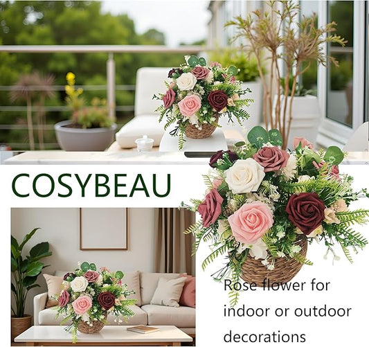 Artificial Flowers 25pcs Roses, Shade of Burgundy Foam Fake Rose Faux Flower for DIY Wedding Bouquets Bridal Shower Centerpieces Floral Arrangements Party Tables Home Decorations