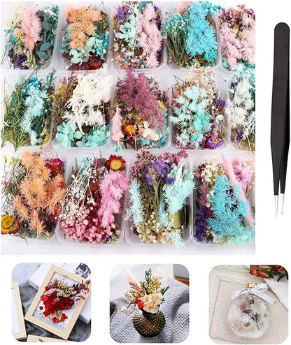 4 Packs Real Natural Dried Flowers for Making Mobile Phone Case Candle Handmade Crafts Epoxy Resin Pendant Necklace Jewelry DIY Accessories,Mixed Multi-Color Dried Flowers(Random Shipping 4 Packs)