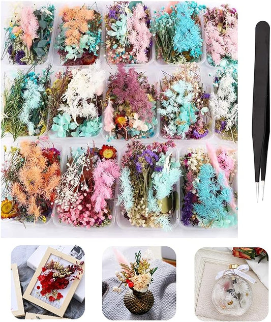 4 Packs Real Natural Dried Flowers for Making Mobile Phone Case Candle Handmade Crafts Epoxy Resin Pendant Necklace Jewelry DIY Accessories,Mixed Multi-Color Dried Flowers(Random Shipping 4 Packs)