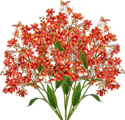 Hollyone Artificial Daphne Flowers with Long Stem 3Pcs Faux Fall Autumn Orange Flowers 28.3” Fake Silk Flowers Piacks Bouquet for Floral Arrangement Wedding Party Centerpiece Table Home Decor