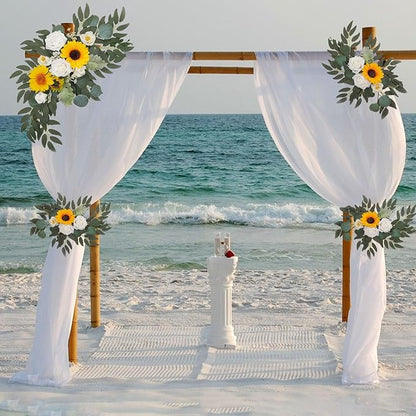 Sunflower Wedding Arch Flowers, Faux Flower Swag Set of 2, Sunflower Floral Swag for Wedding Arch Welcome Signs, Reception Ceremony Signs Decor