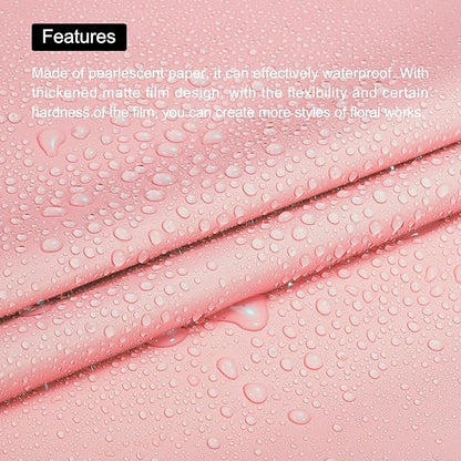 MECCANIXITY 10 Pcs Flower Wrapping Paper 22.8x22.8 Inch Waterproof Florists Wrapping Paper for Florist Bouquet Supplies, DIY Crafts, Gift/Gift Box Packaging Red Pink