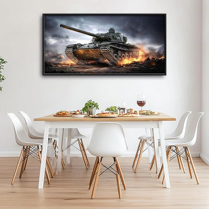 Military Tank Large Wall Art Framed Wall Decor for Living Room Tank Pictures Oversized Canvas Print Painting Modern Extra Large Artwork for Bedroom Office Home Decor 60"x30"