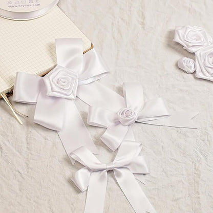White Satin Ribbon, Double Faced 1-1/2 Inch X 25 Yards White Ribbon, Premium Satin Ribbon for Gift Wrapping, Crafts, Hair Bow Making, Sewing, Flower Bouquet, Wedding Party Decor