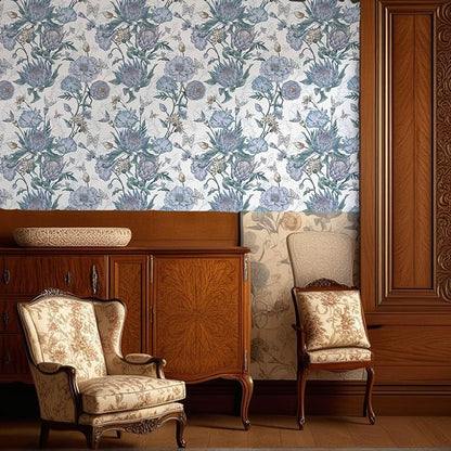 Floral Wallpaper Peel and Stick Floral Contact Paper Blue and Purple Wall Paper Removable Self Adhesive Vinyl Stick on Wallpaper for Bathroom Bedroom Decor 17.3in x 118in