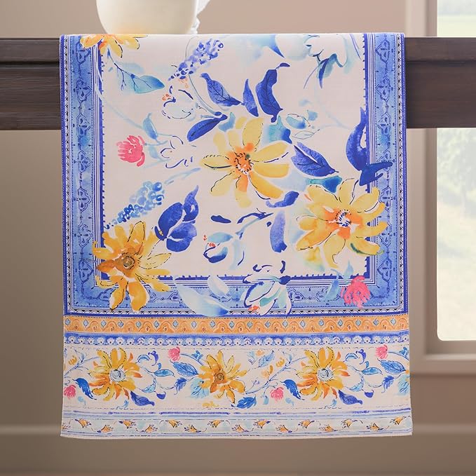 Maison d'Hermine Table Runner 100% Cotton Double Layer Table Runners 72 inches Long Decorative for Home Kitchen Dining Party Baby Shower Wedding Bridal Shower Spring Summer (Girassol, 14.50" x 72")