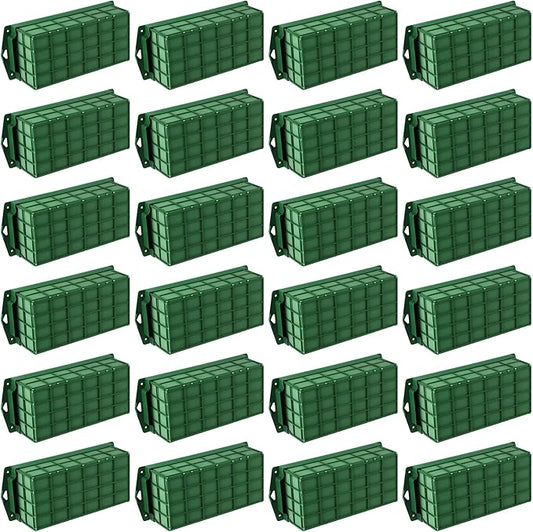 24 Packs Floral Foam Cage Rectangle Flower Cage Holders with Floral Foam Flower Arrangement Supplies for Fresh Flowers, Home Wedding Decorations, 11.8 x 4.3 x 3.1 Inches